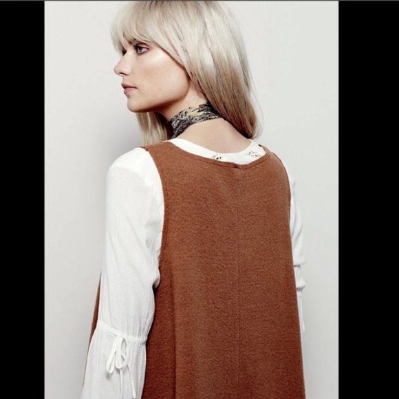 Free People brown boiled wool Oversized Dress M - Picture 2 of 4